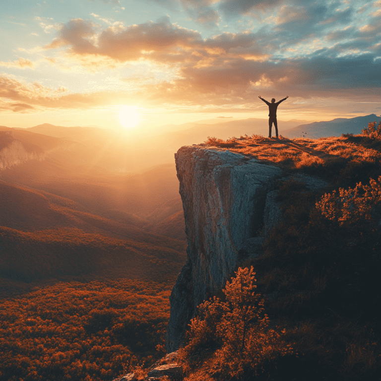 A person standing on cliff